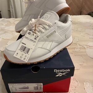 Reebok White and Brown Leather Sneakers